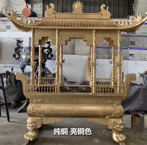 室外纯铜香炉八龙柱带顶盖大型铸铜铁可定制