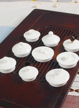 羊脂玉白瓷陶瓷壶盖全白好搭好拿井栏壶西施壶盖子茶壶盖配件配盖