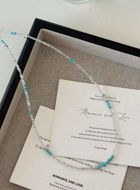 S925银新中式松石白水晶项链