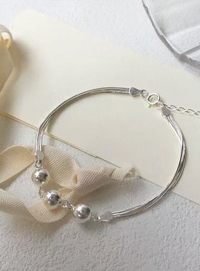 S925银三层蛇骨链圆珠手链