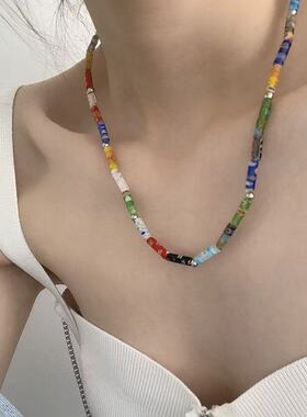 眼观S925银原创设计感彩色项链