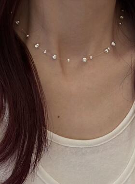 S925银银河猫眼银珠满天星项链