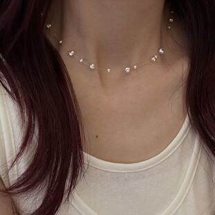 眼观S925银银河猫眼银珠满天星项链女轻奢小众设计高级感气质百搭