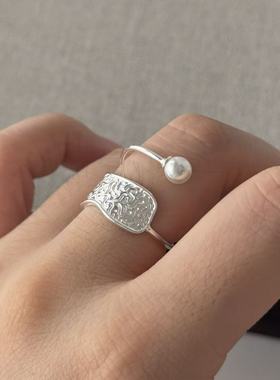 S925银韩版小众双层珍珠戒指