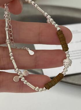 S925银新中式风复古银珠手链