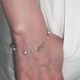 眼观S925银小众设计感银河系列猫眼银珠手链女高级感清冷风轻奢感