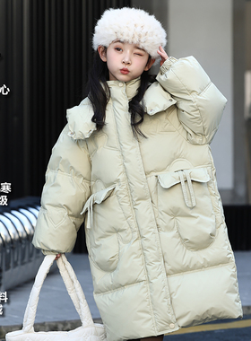 儿童羽绒服女童中长款2025新款韩版中大童白鸭绒加厚保暖外套冬季