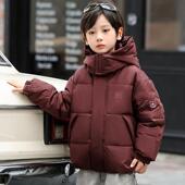 帅气2024新款 韩版 加厚白鸭绒冬季 儿童羽绒服男童短款 保暖童装 外套
