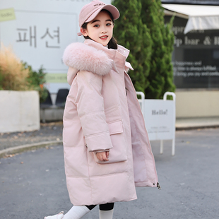 女童羽绒服儿童中长款洋气中大童儿童白鸭绒加厚童装冬季童装外套
