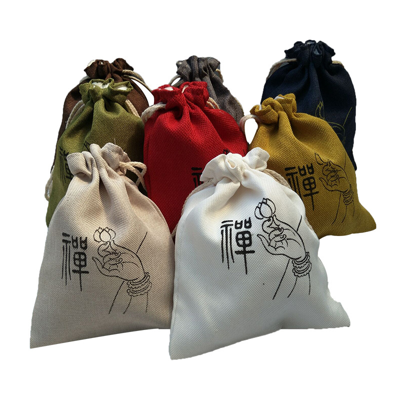 文玩盘珠袋手串抽绳袋 15*19双层麻布 饰品文玩珠宝收纳袋多彩补