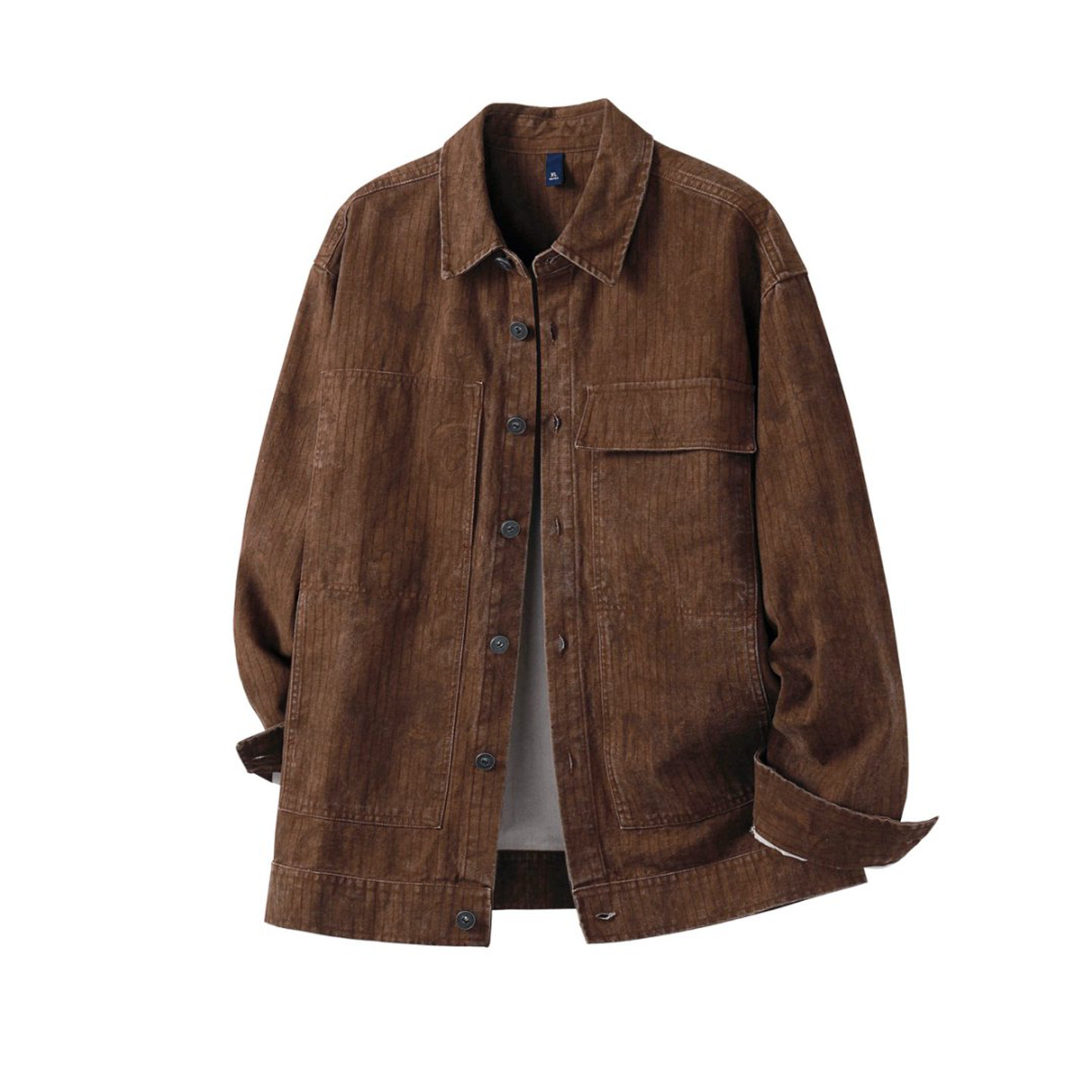 纯棉男外套春秋珠地印花水洗翻领外套潮美式休闲夹克Z888