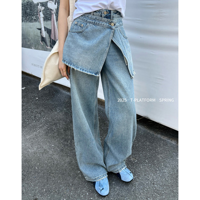 Versatile Denims Pants Loose Jeans Stylish Trousers 牛仔裤女