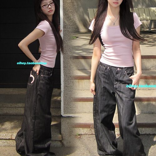 jeans denims pants fashion clothing trousers2026年爱心印花
