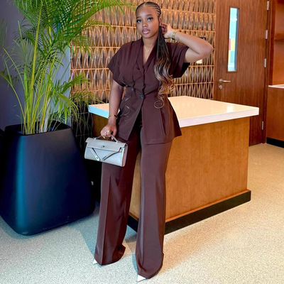 Women Clothes European African 非洲套装女时尚气质V领开衫上衣