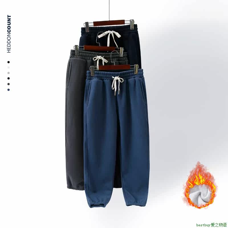 men pants男装摇粒绒400g重磅卫裤2023秋冬新款宽松加绒卫裤男女