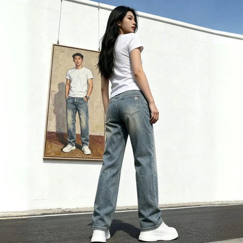 loose jeans versatile denims pants baggy trousers新款男士