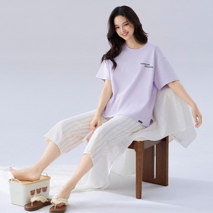 women pajama ladies homewear female睡衣女2025新款短袖睡衣女