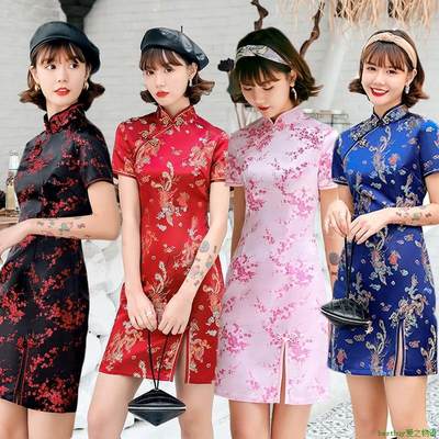 中华娘旗袍黑红Cheongsam