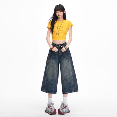 loose jeans versatile denims pants baggy trousers潮美式jorts