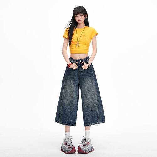 loose jeans versatile denims pants baggy trousers潮美式jorts
