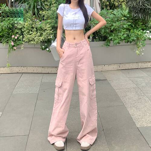 versatile denims pants loose jeans baggy trousers感百搭设计