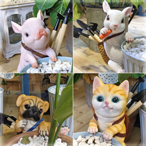 庭院花园鱼缸可爱猫咪创意摆件