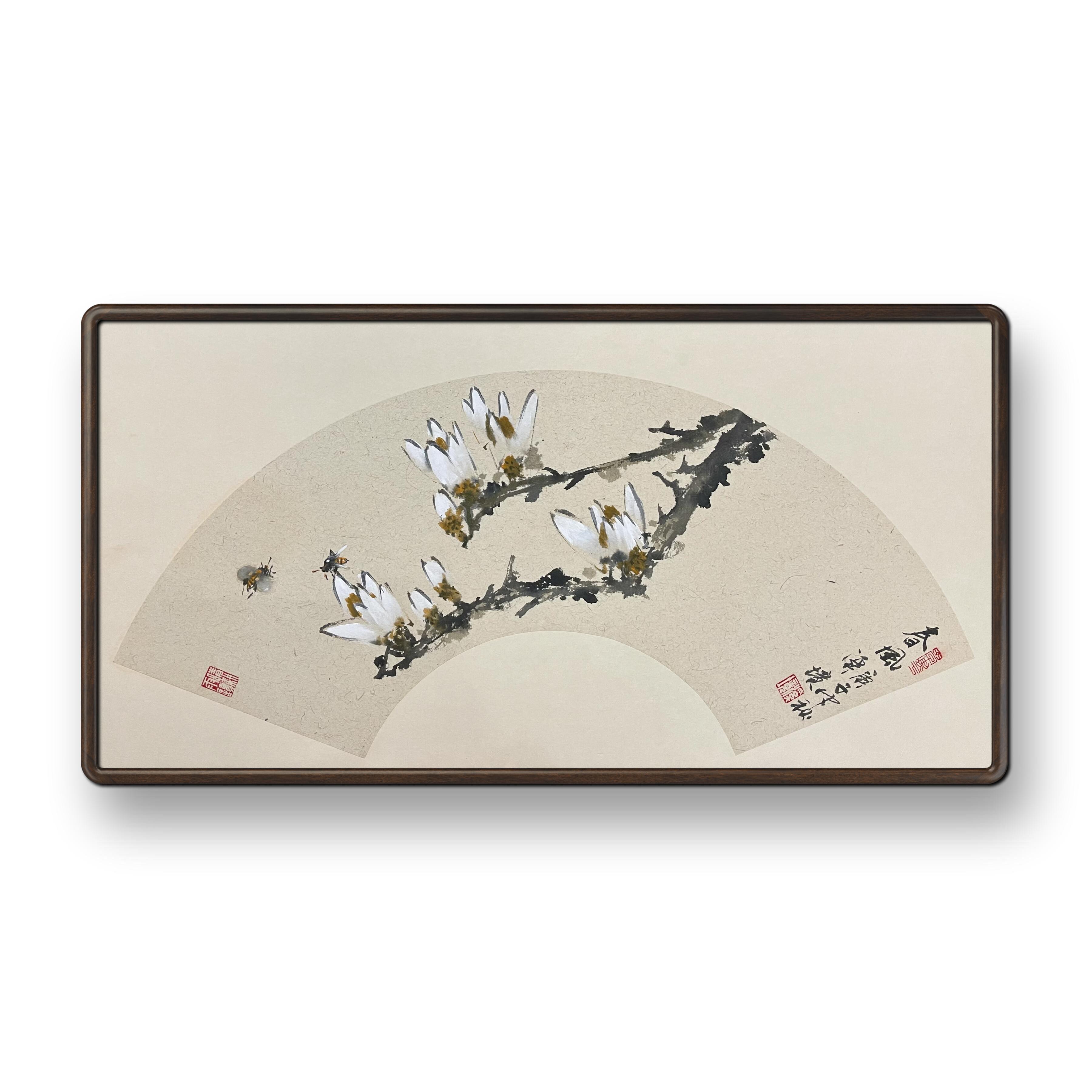 名师李溪境纯手绘国画水墨花卉玉兰花餐厅客厅卧室玄关装饰画挂画