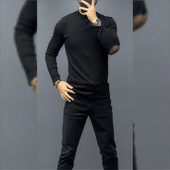 简约高档专柜轻奢长袖 t恤秋冬百搭男士 弹力秋衣肘部拼接休闲卫衣