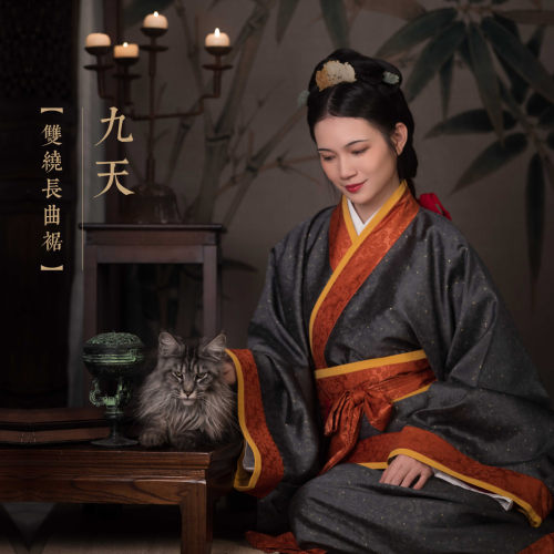 怀谷居双绕长曲裾汉服手工缝制