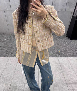 金色短款 ICE圆领宽松挺括正肩袖 小香风外套 26春夏新款 高品质