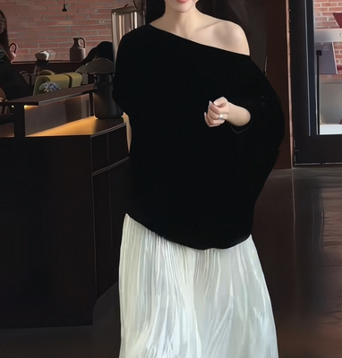 LiHuiEr李慧儿 黑鸢尾 盐系轻熟设计感罩衫春夏斗篷真丝丝绒上衣