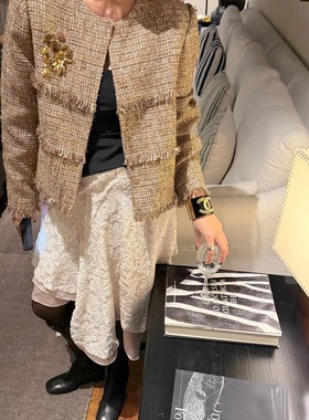 ICE 小香风分割拉毛短外套女25FW冬季新款设计感小众毛呢夹克