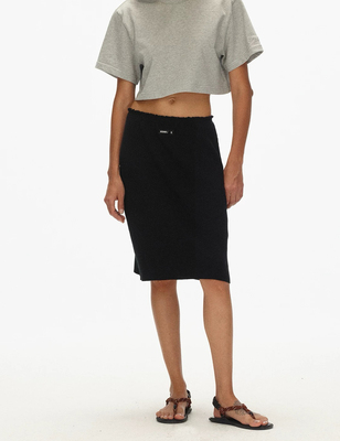 ECHOADE软糯亲肤 木耳边弹力腰头直身版型松紧腰针织半身裙