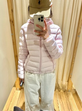 alright  90白鸭绒宽松正肩短款连帽外套绗缝轻薄羽绒服