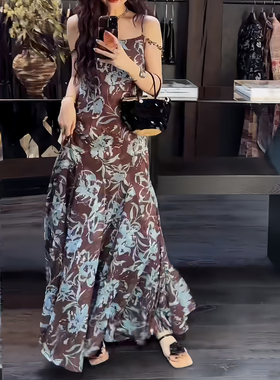 三吉黑花【泽兰】新中式国风剪花串珠吊带连衣裙子女夏2025新款潮