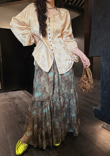 春季 三吉黑花 设计款 2025新款 印花半裙风情万种独特漂亮 芒种