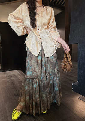 三吉黑花【芒种】2025新款设计款春季印花半裙风情万种独特漂亮