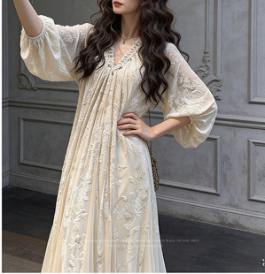 阑珊 24日」 烫金烧花冰花绒拼水墨纱裙组合 三吉黑花「9折