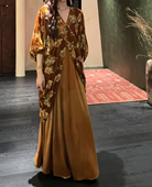 锦上花 新中式 国风丝绒烂花连衣裙子秋季 三吉黑花 巨好看 长裙