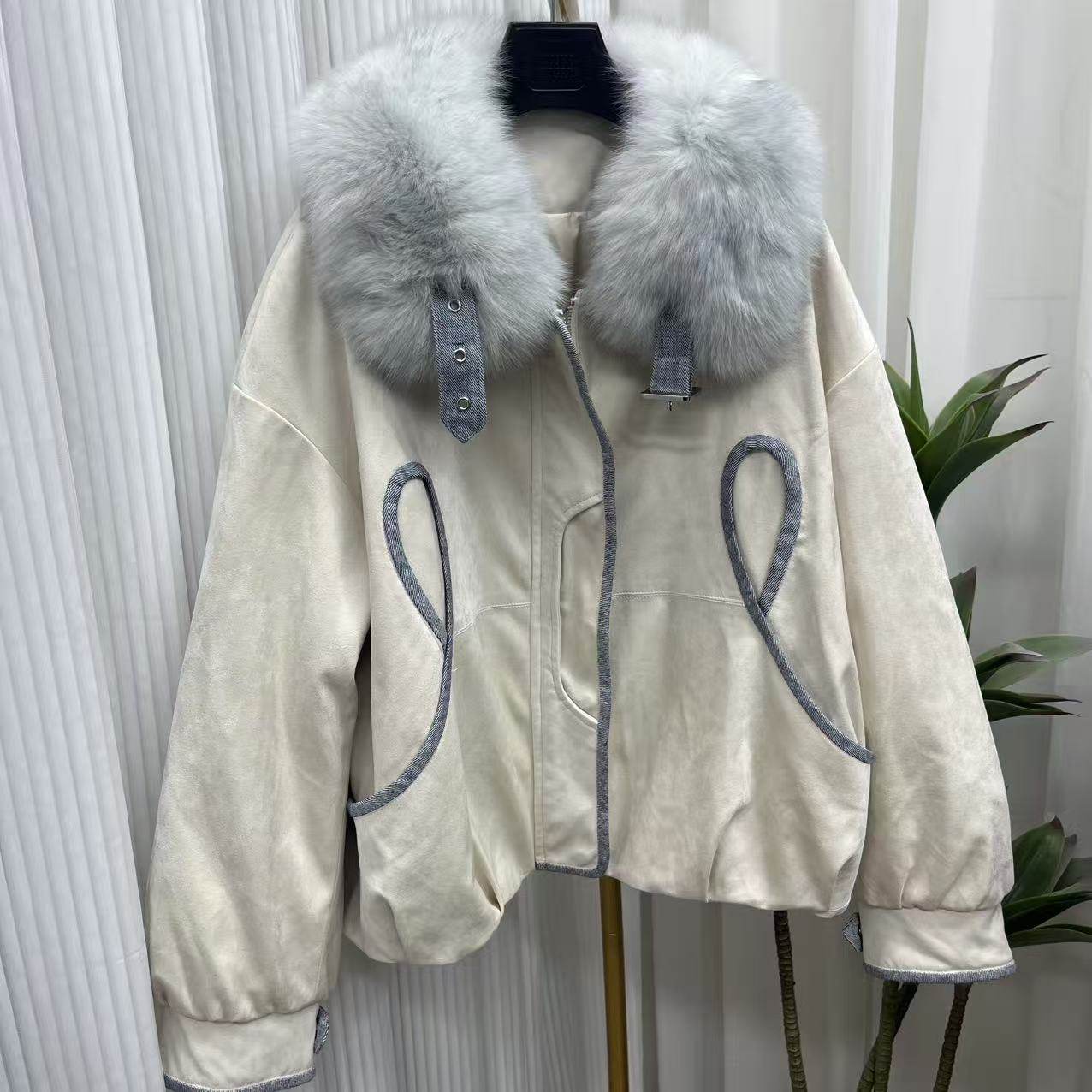 海宁女士麂皮绒娃娃领领狐狸毛羽绒时尚保暖外套,女装/女士精品,皮草,淘宝优惠券,粉丝福利购,淘宝优惠卷