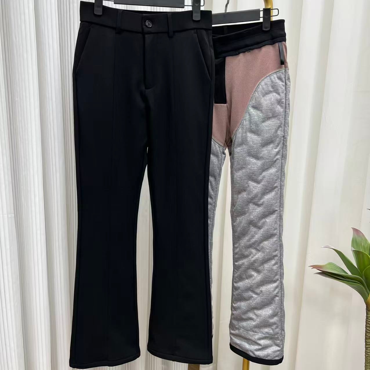 2025微喇鹅绒裤石墨烯高腰修身显瘦三星安心绒90白鹅绒保暖时尚潮