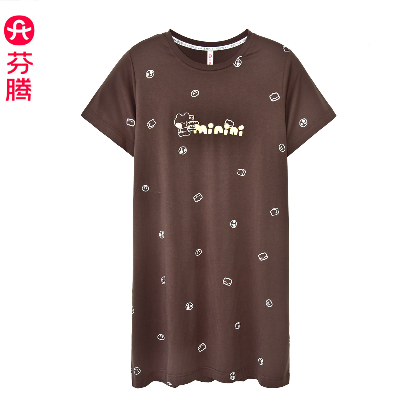 芬腾女休闲款柔软莫代尔睡衣夏季短袖清凉舒适家居服亲肤透气睡裙