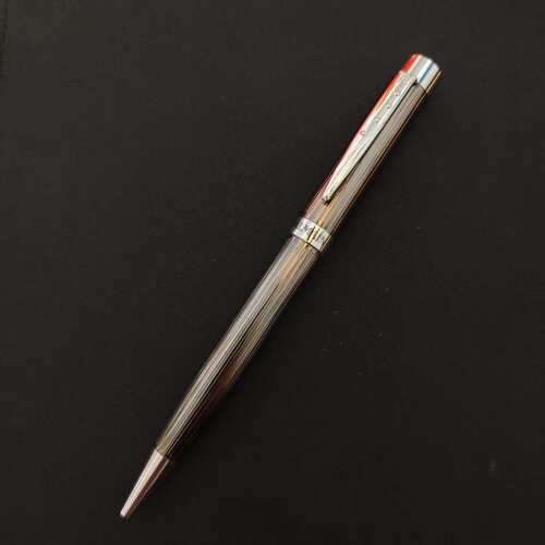 金属灰商务金属条纹原子笔法国