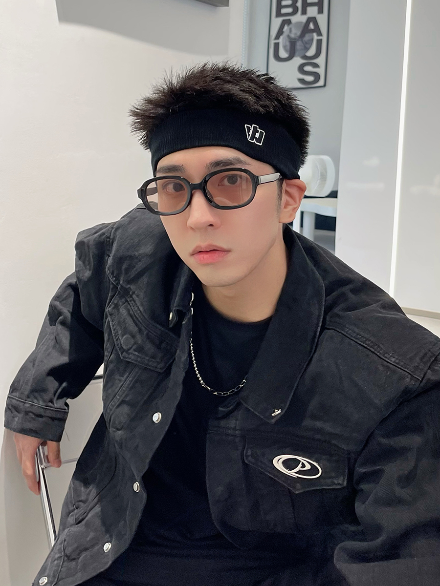 SUPERWZM街头潮搭刺绣针织发带男户外运动跑步吸汗头带弹力发箍女