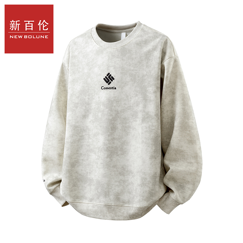新百伦卫衣男秋季新款潮牌美式重磅圆领长袖上衣宽松时尚百搭卫衣