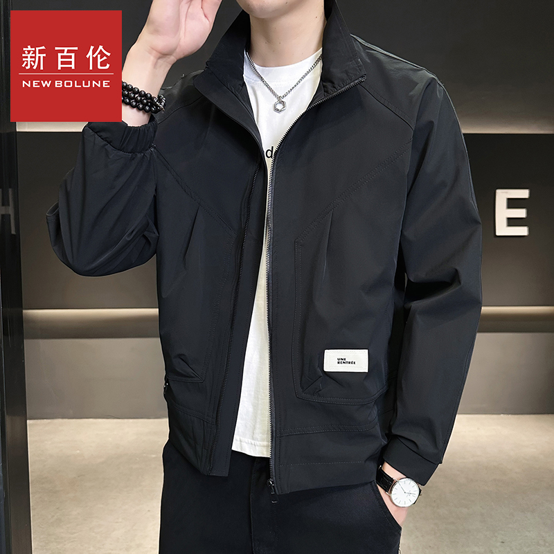新百伦秋冬季新款立领工装夹克外套男装时尚潮牌宽松百搭休闲衣服