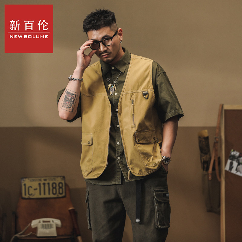 新百伦2026春秋新款户外工装夹克男潮牌拉链马甲背心美式无袖外套
