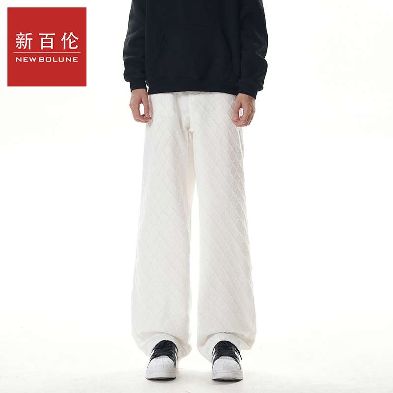 新百伦牛仔裤男秋冬款美式高街直筒基础款牛仔裤宽松百搭水洗长裤