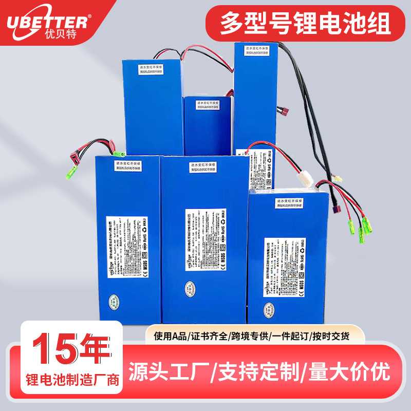 定制24V/36V/48V滑板车电动车动力电池储能大容量充电锂电池