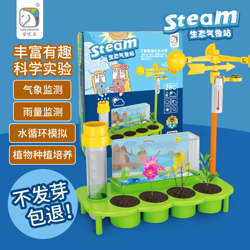 幼儿园科学实验生态气象站监测降雨种植植物养花气象监测雨水形成